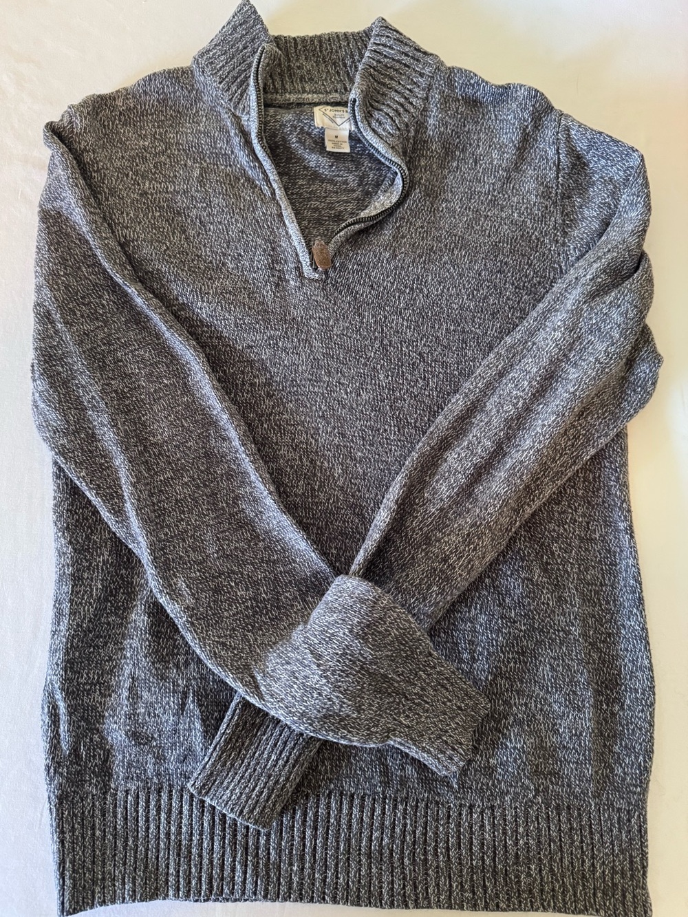 St. John’s Bay Knit Grey Quarter Zip 100% Cotton
